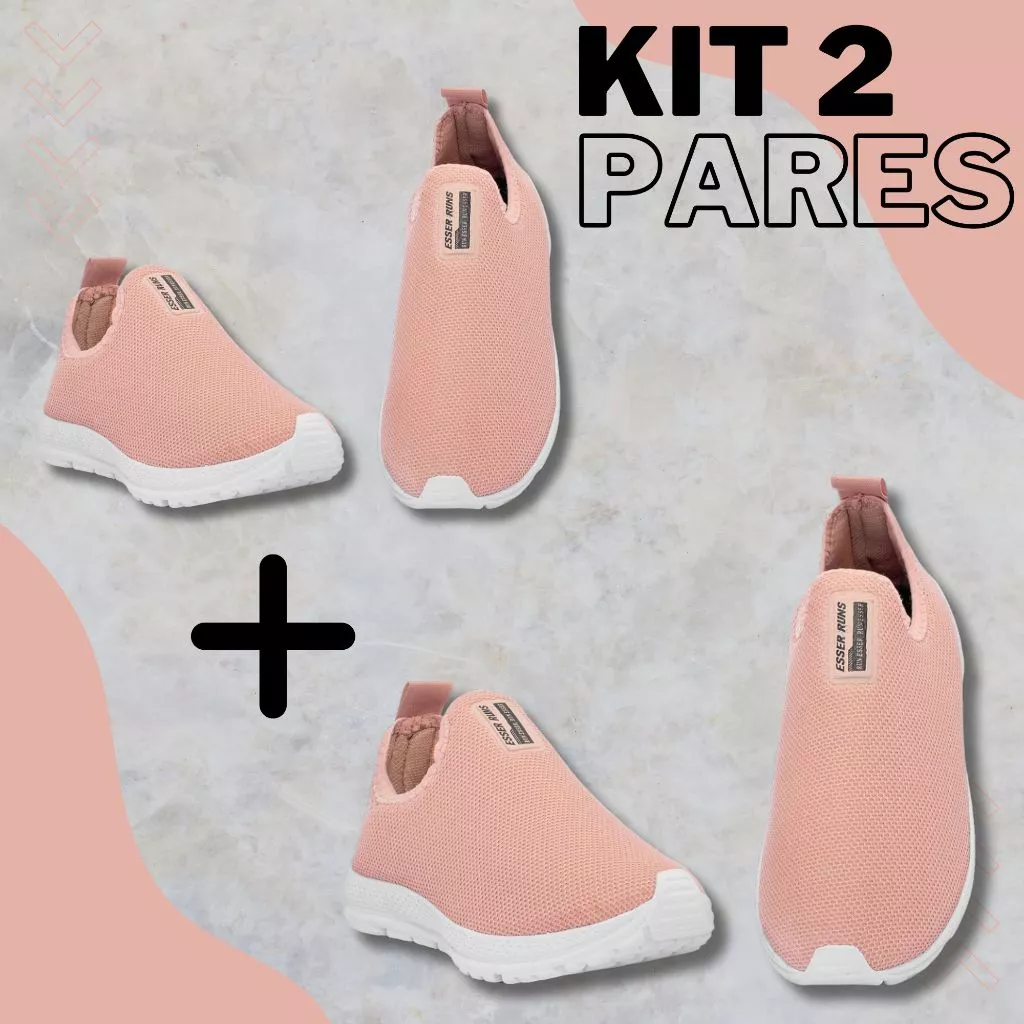 Kit 2 Tênis Meia Feminino Calce Fácil Botinha Ortopédico Esportivo Sneaker Slip On Casual confortável Academia