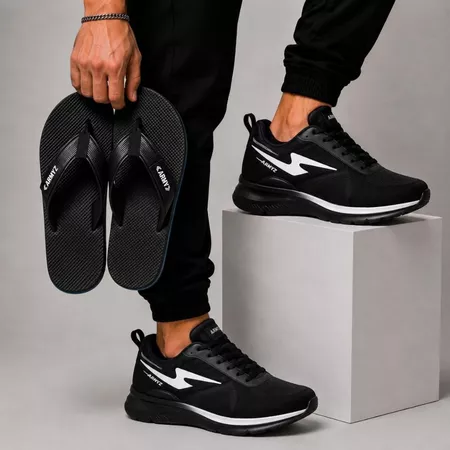 Kit Tênis Esportivo Masculino + Chinelo Leve Macio Conforto Promoção