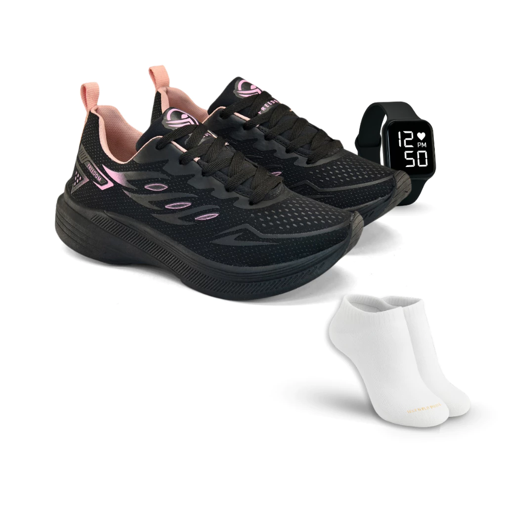 Tênis Feminino Running Ultra Leve Para Corridas + Relógio + Meia