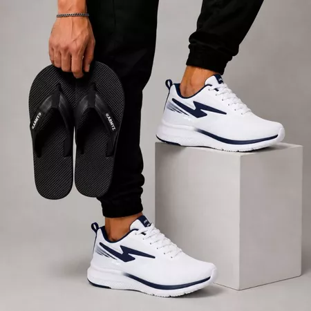 Kit Tênis Esportivo Masculino + Chinelo Leve Macio Conforto Promoção