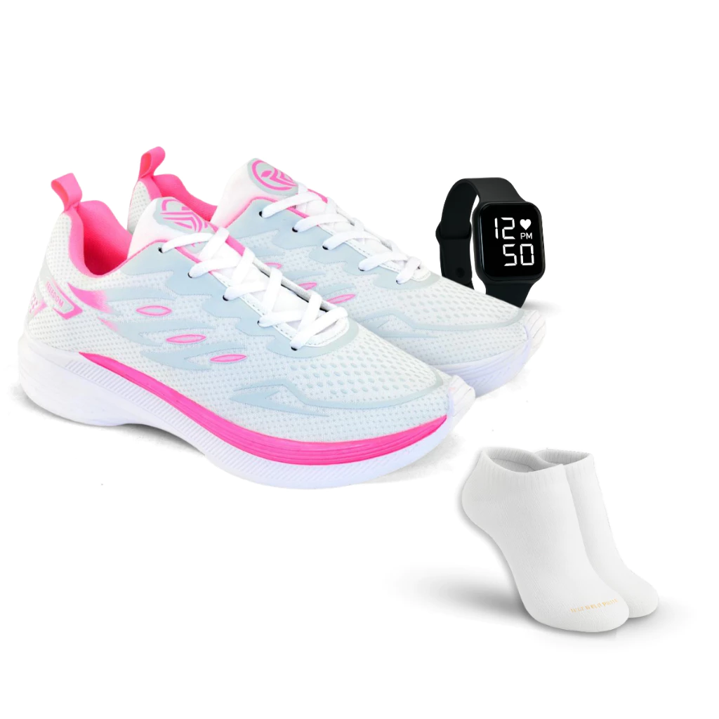Tênis Feminino Running Ultra Leve Para Corridas + Relógio + Meia