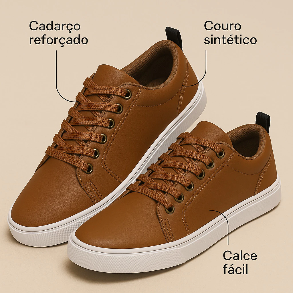 Tênis Sapatênis Masculino Casual Trabalho Social Dia a Dia Urban Couro Qualidade - Promoção Envio Imediato