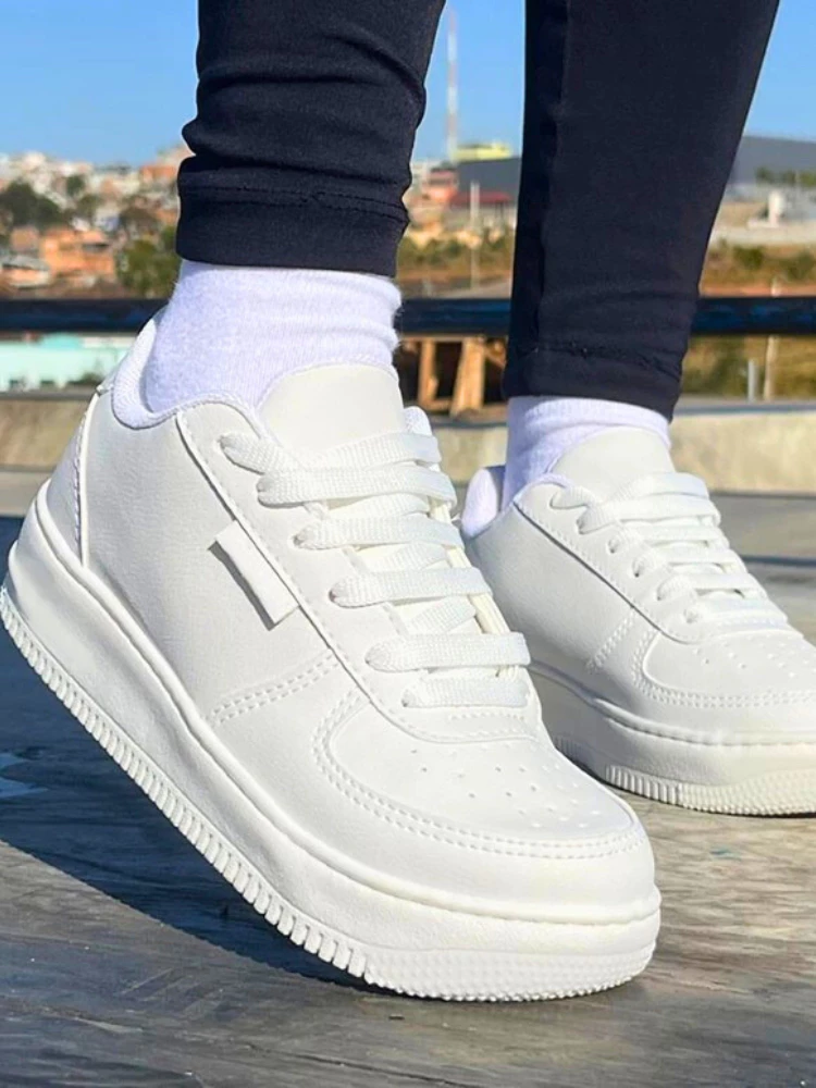 Tênis Casual Branco Feminino Masculino Conforto Premium Academia Original