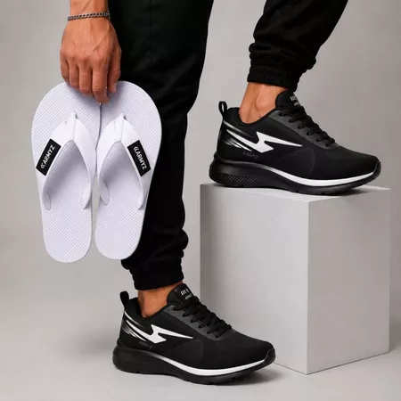 Kit Tênis Esportivo Masculino + Chinelo Leve Macio Conforto Promoção