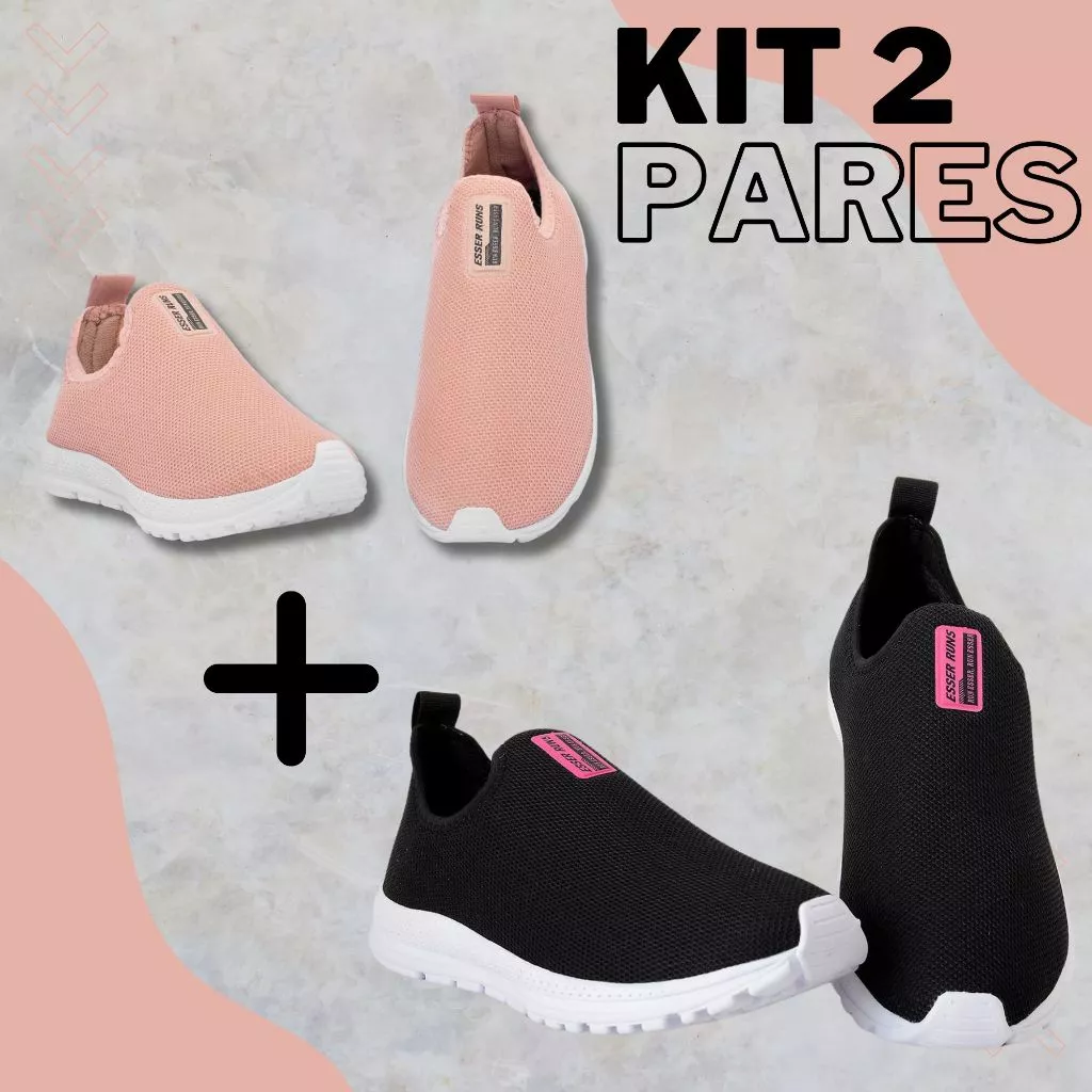 Kit 2 Tênis Meia Feminino Calce Fácil Botinha Ortopédico Esportivo Sneaker Slip On Casual confortável Academia