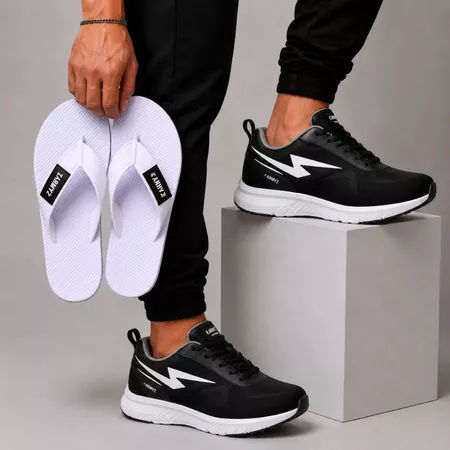 Kit Tênis Esportivo Masculino + Chinelo Leve Macio Conforto Promoção